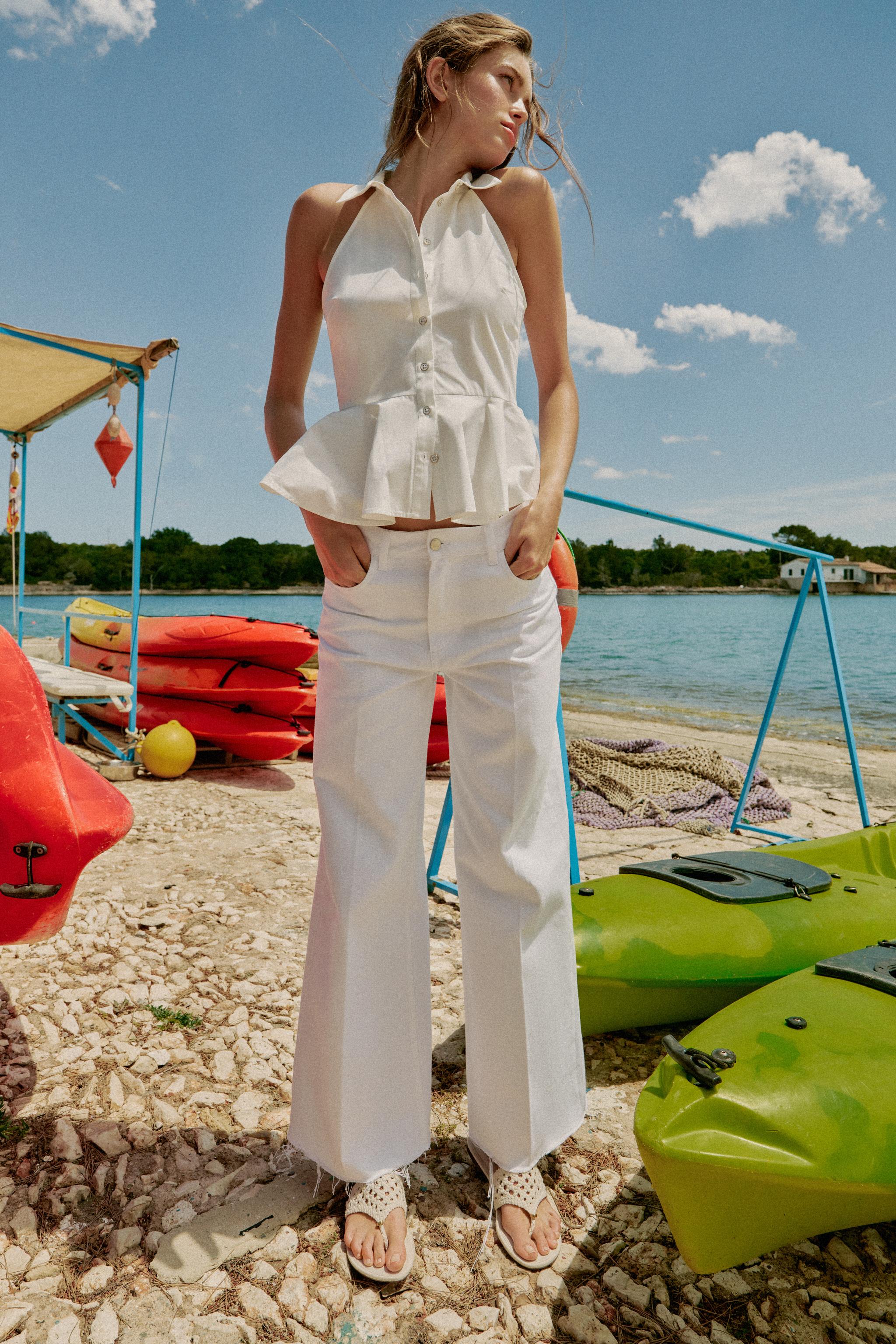 HALTER PEPLUM SHIRT